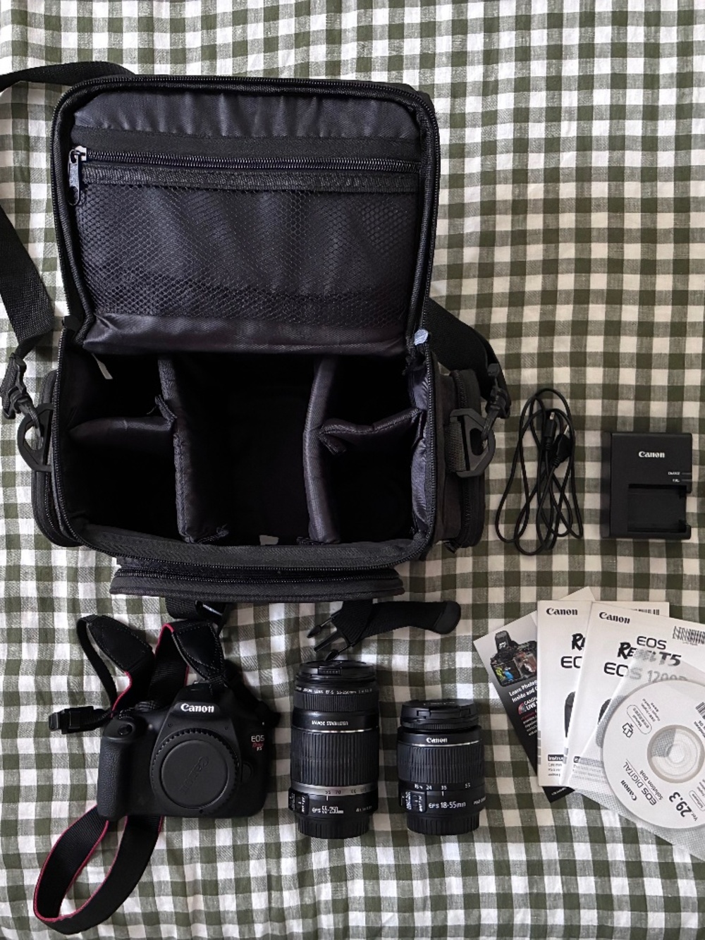 Canon EOS Rebel T5 DSLR Camera 2-Lens Complete Kit – 18-55mm + 55-250mm
